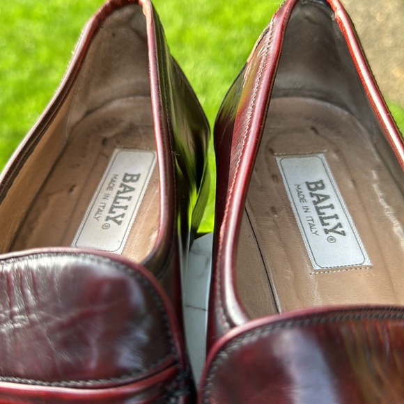 Bally Burgundy Loafers Slip On Size 10M Men's Made in Italy - Picture 9 of 11